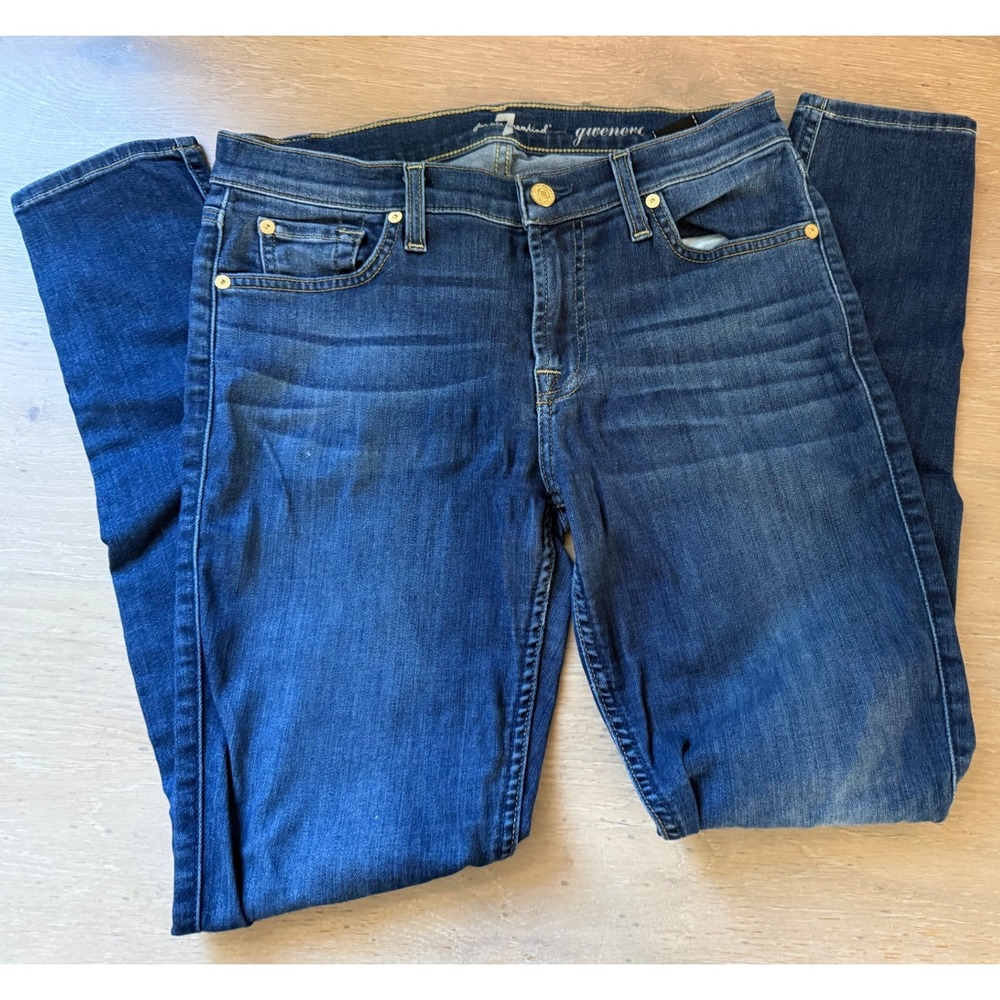 7 For All Mankind Gwenevere Skinny Jeans Dark Wash Blue Size 28 Mid Rise Denim